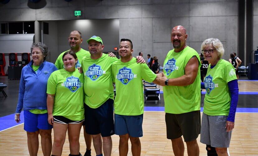 Joe pictured with the MT United volleyball team at the 2022 Transplant Games of America