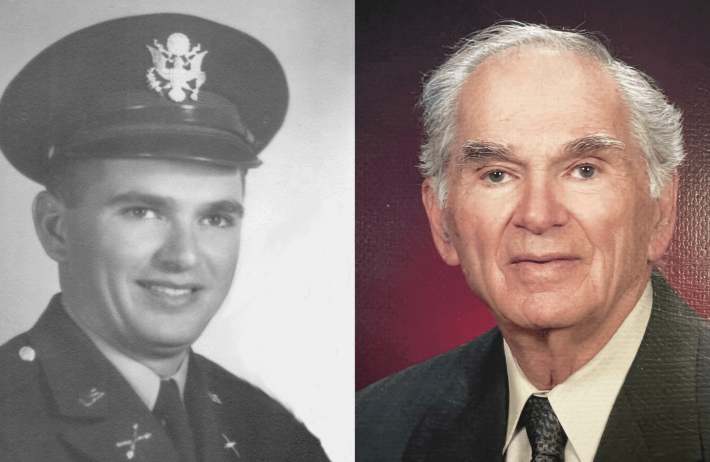 Left: Mr. Orville Duane Allen in his military portrait from the Korean War. Right: Mr. Allen pictured in 2006.