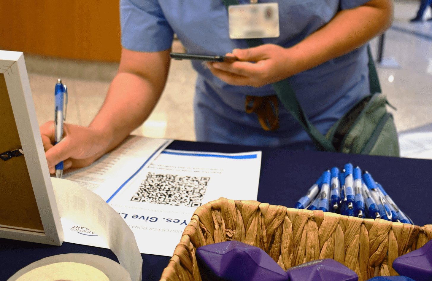 A hospital employee joins the organ, eye, and tissue donor registry